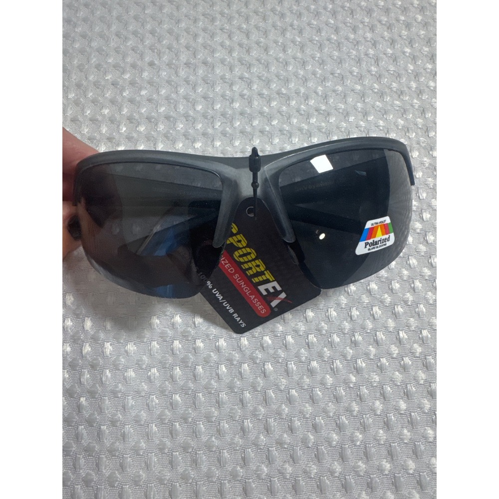 Sportex Sunglasses Men OS SP13 Black Polarized‎ Wrap Sport NWT